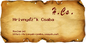 Hrivnyák Csaba névjegykártya
